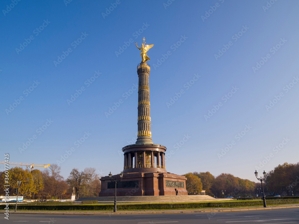 The Siegessaeule (Berlin Victory Column) in Berlin, Germany.  The Victory Column stands in Tiergarten, is one of the most representative landmarks in Berlin