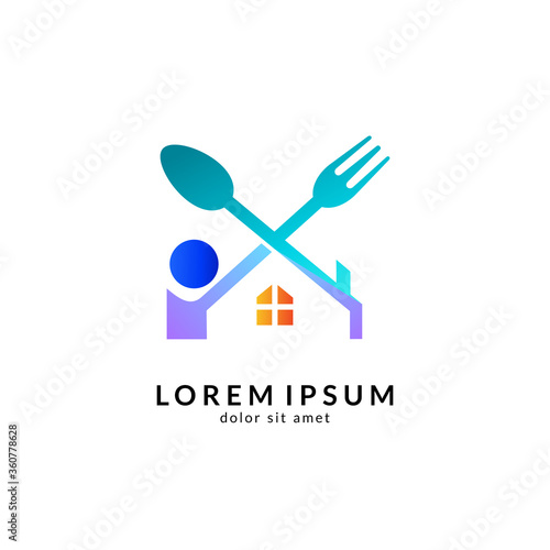 Kitchen, spoon and fork, dining restaurant, food and cafe logo vector. Culinary food symbol/icon design template