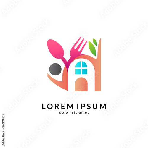 Kitchen, spoon and fork, dining restaurant, food and cafe logo vector. Culinary food symbol/icon design template