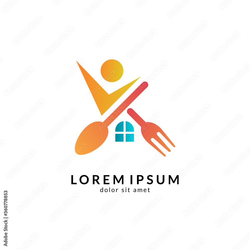 Kitchen, spoon and fork, dining restaurant, food and cafe logo vector. Culinary food symbol/icon design template Kitchen, spoon and fork, dining restaurant, food and cafe logo vector. Culinary food symbol/icon design template