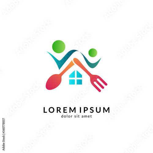 Kitchen, spoon and fork, dining restaurant, food and cafe logo vector. Culinary food symbol/icon design template
