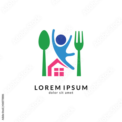Kitchen, spoon and fork, dining restaurant, food and cafe logo vector. Culinary food symbol/icon design template