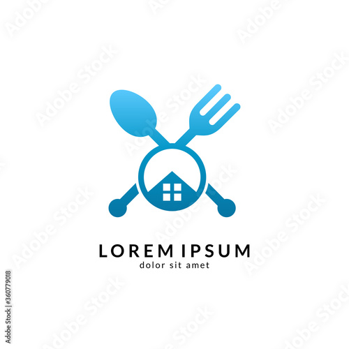 Kitchen, spoon and fork, dining restaurant, food and cafe logo vector. Culinary food symbol/icon design template