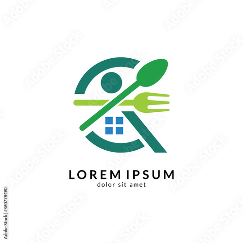 Kitchen, spoon and fork, dining restaurant, food and cafe logo vector. Culinary food symbol/icon design template