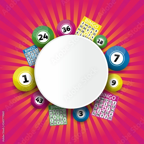 Bingo lottery balls and bingo cards concept vector illustration photo