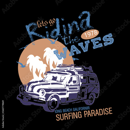 vector illustration of a car T shirt design