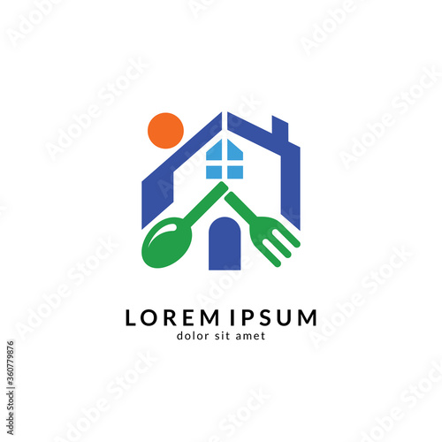 Kitchen, spoon and fork, dining restaurant, food and cafe logo vector. Culinary food symbol/icon design template