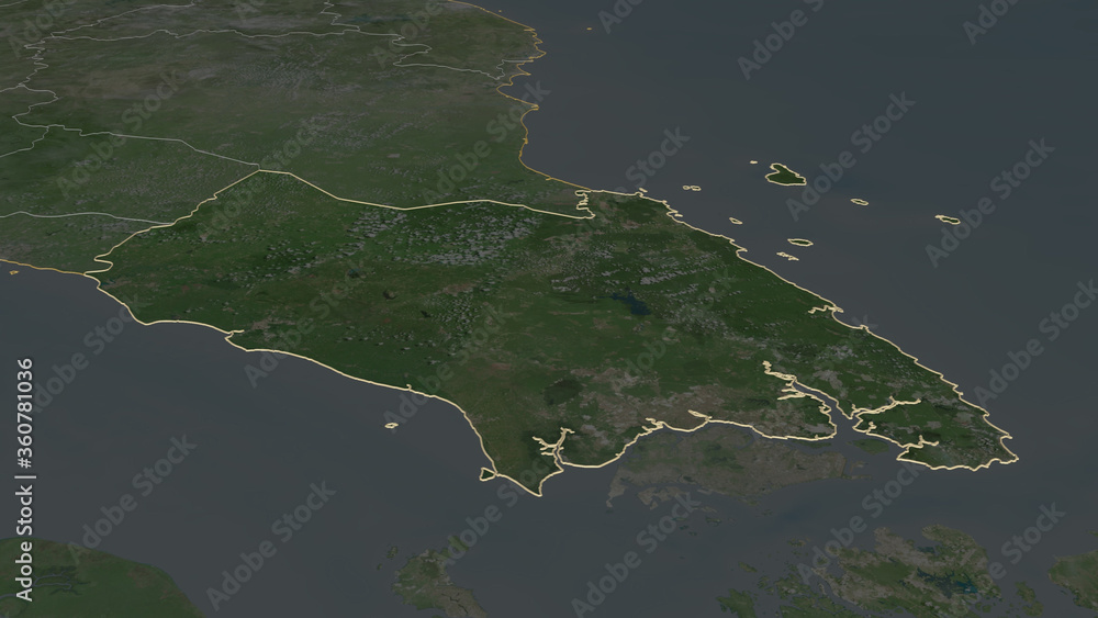 Johor, Malaysia - outlined. Satellite
