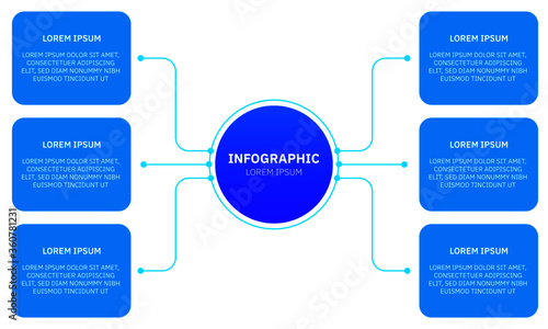 Vector Infographic thin line design with icons and 6 options or steps. Infographics for business concept. Can be used for presentations banner, workflow layout, process diagram, flow chart, info grap