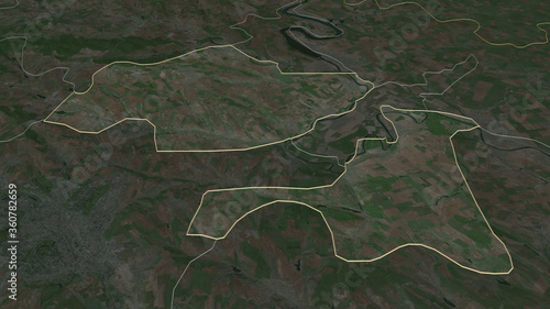Criuleni, Moldova - outlined. Satellite photo