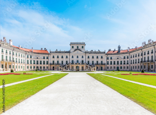 FERTOD, HUNGARY - JUNE 9, 2014: he Esterhazy Castle  in Fertod. Built in the 18. cent. sometimes called the "Hungarian Versailles", it is Hungary's grandest Rococo edifice.