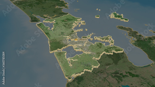 Auckland, New Zealand - extruded with capital. Satellite