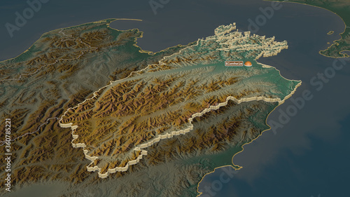 Marlborough, New Zealand - extruded with capital. Relief