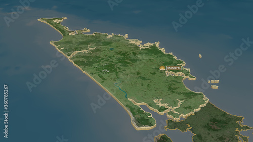 Northland, New Zealand - extruded with capital. Satellite