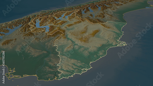 Otago, New Zealand - outlined. Relief