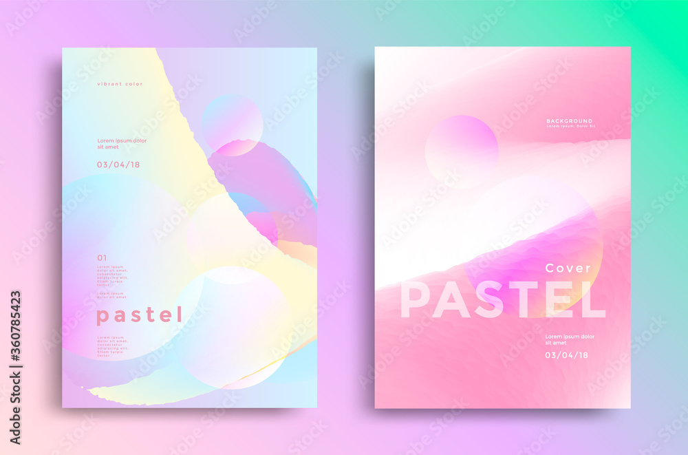 Pastel gradient covers design. Fashion style trends 80s and 90s for a book, flyer.