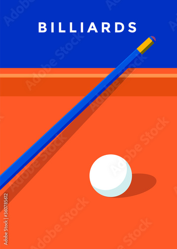 Billiard sports poster design. Vector flat illustration