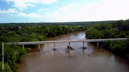 Aerial Yadkin River with Shallowford Road Bridge in Background photo