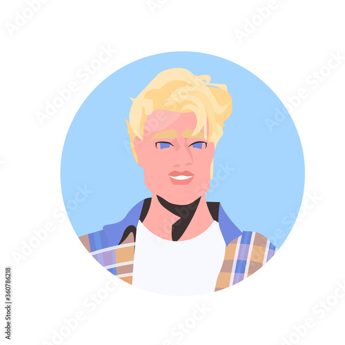 blonde young woman profile avatar beautiful girl face female cartoon character portrait vector illustration