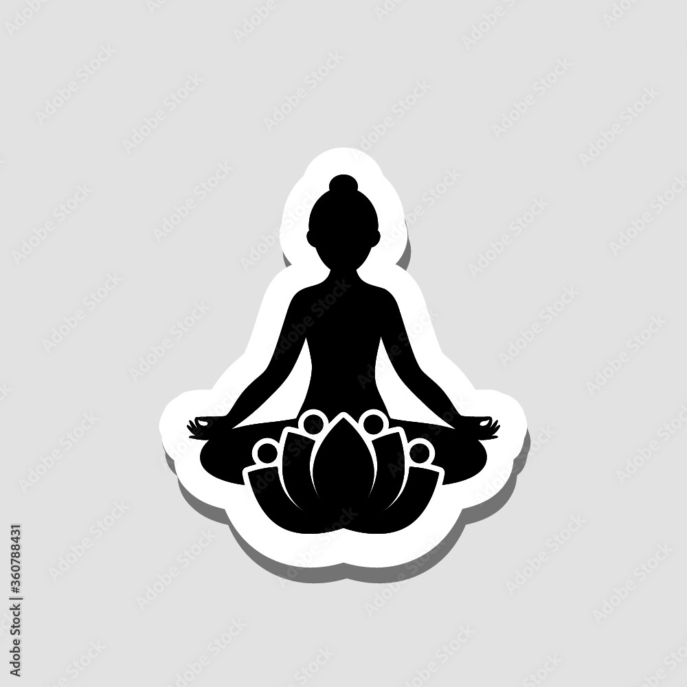 Yoga sticker icon isolated on gray background