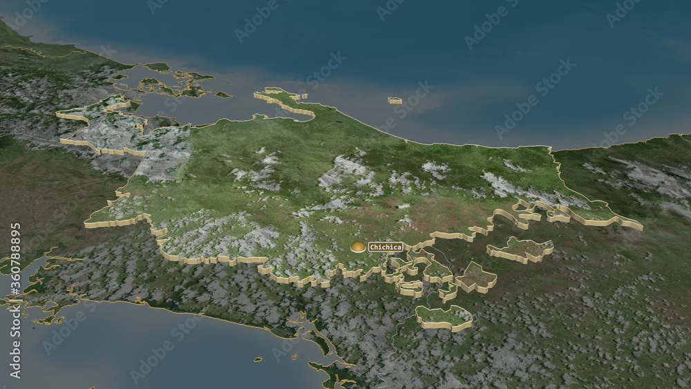 Ngöbe Buglé, Panama - extruded with capital. Satellite