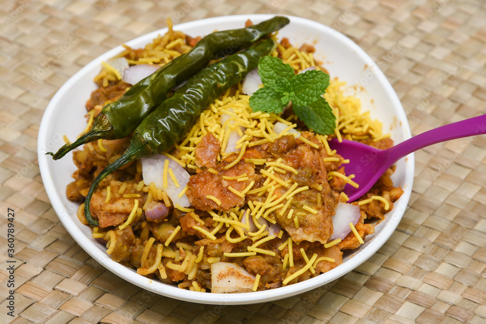 Spicy Pani puri golgappe and potato stuffing, Chat item, India