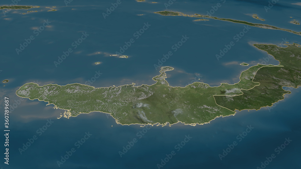 Fototapeta premium West New Britain, Papua New Guinea - outlined. Satellite