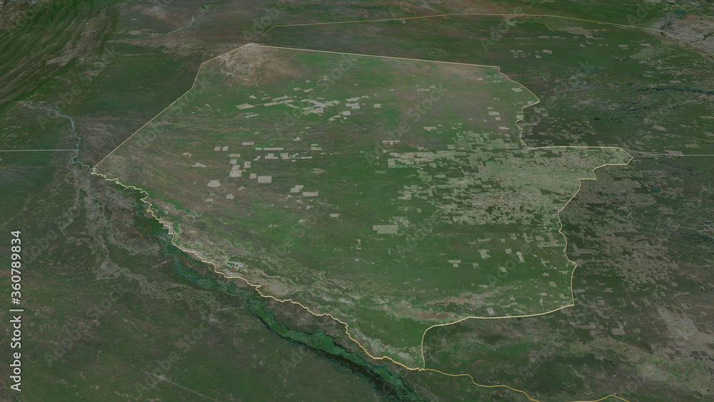 Boquerón, Paraguay - outlined. Satellite
