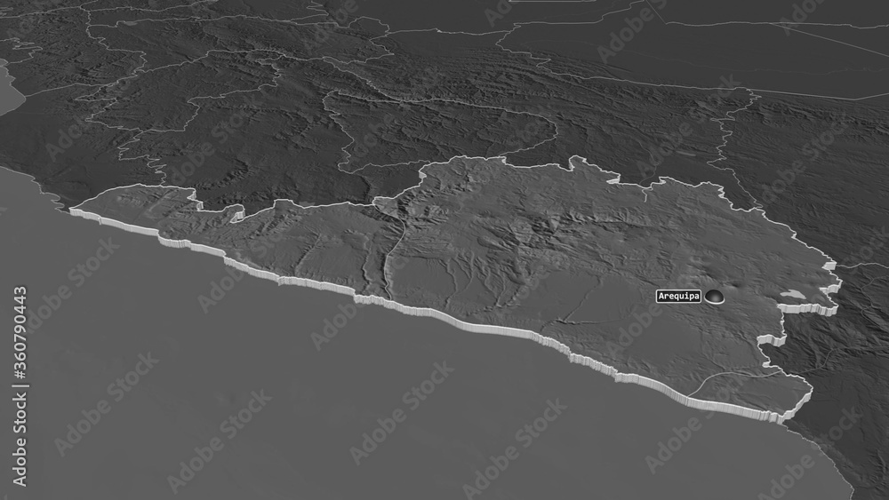 Arequipa, Peru - extruded with capital. Bilevel Arequipa, Peru - extruded with capital. Bilevel