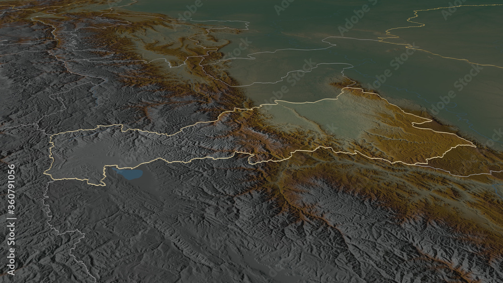 Pasco, Peru - outlined. Relief