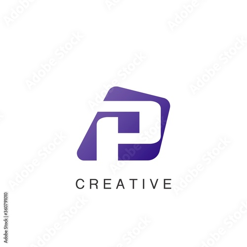 Free Download Abstract Techno Negative Space Initial Letter P Logo icon - GFXLoad
