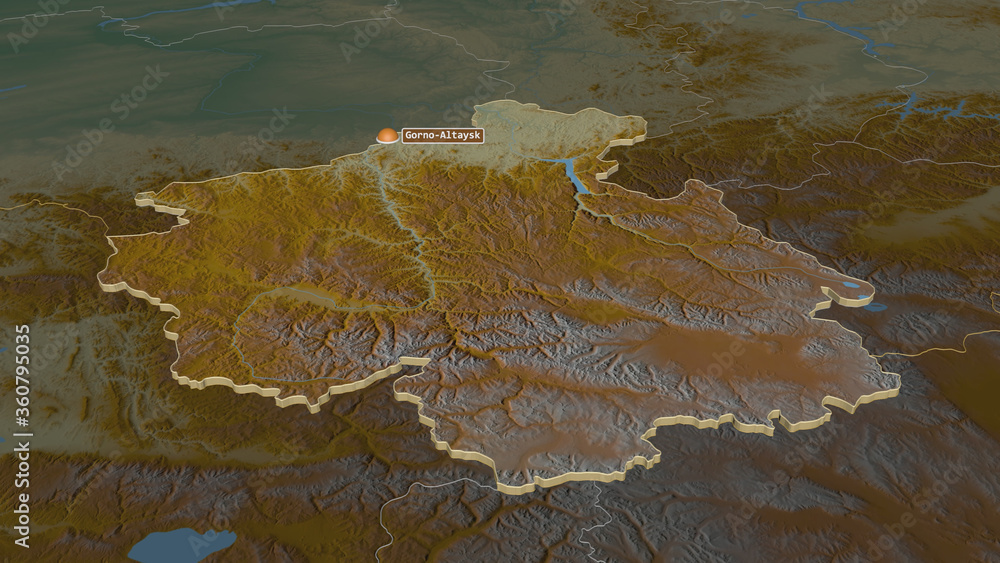 Gorno-Altay, Russia - extruded with capital. Relief Gorno-Altay, Russia - extruded with capital. Relief