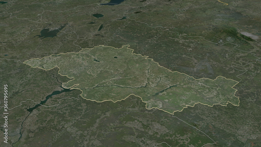 Kostroma, Russia - outlined. Satellite