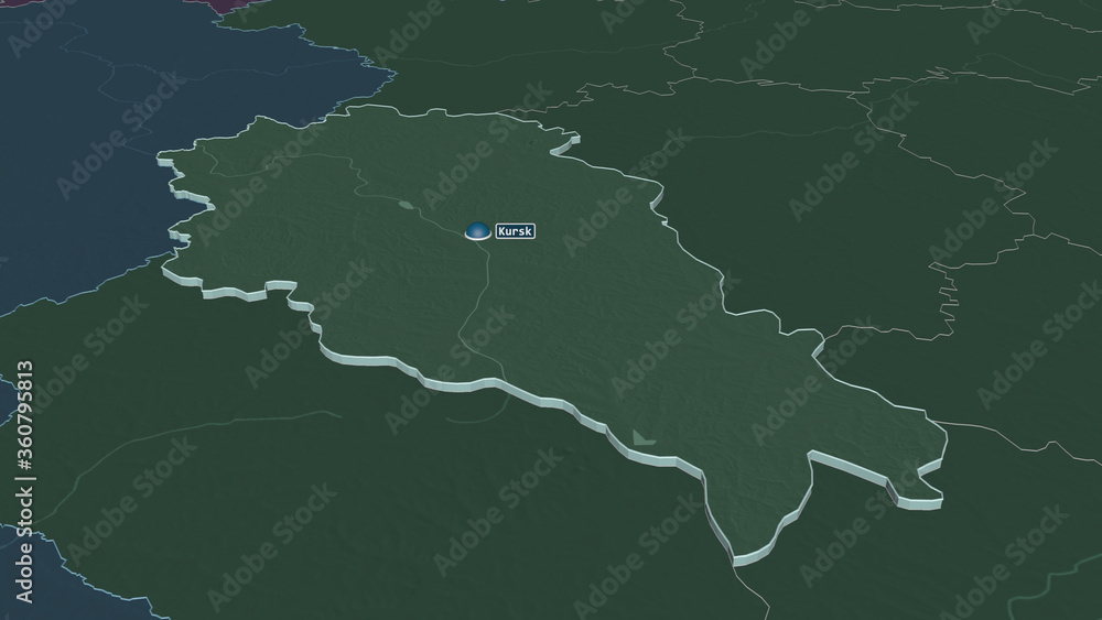 Kursk, Russia - extruded with capital. Administrative Kursk, Russia - extruded with capital. Administrative
