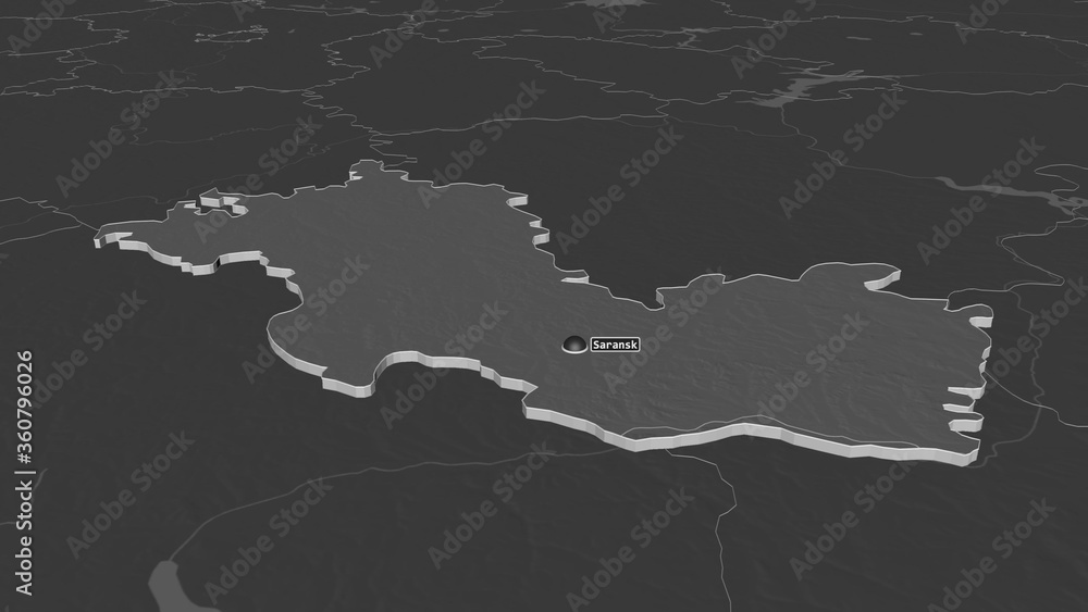 Mordovia, Russia - extruded with capital. Bilevel Mordovia, Russia - extruded with capital. Bilevel