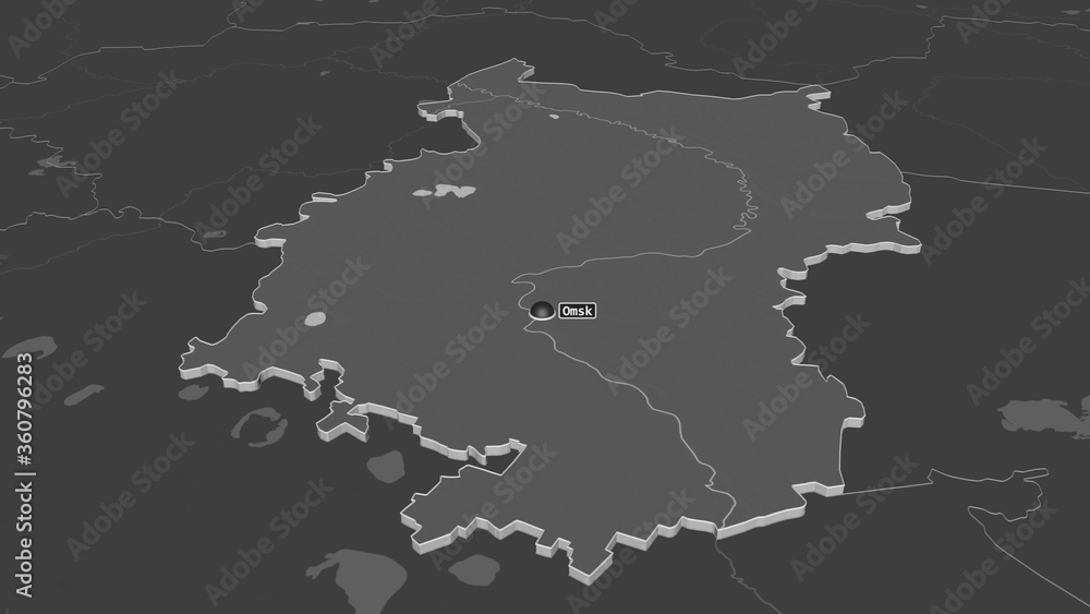 Fototapeta premium Omsk, Russia - extruded with capital. Bilevel