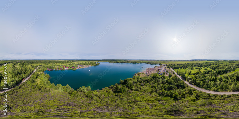 Obraz premium Cloudy sky environment map. Full VR 360 Degree Aerial Panorama 360 panorama in equirectangular equidistant projection for VR AR content.