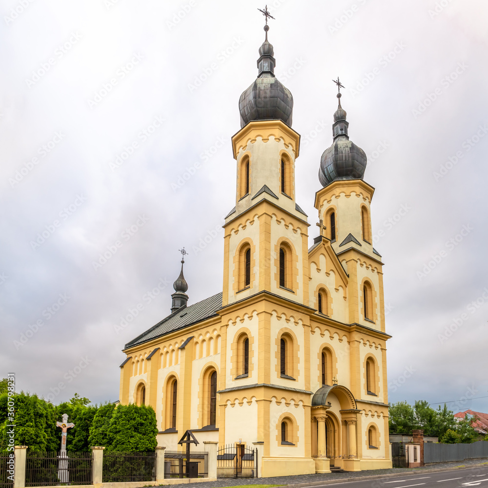 View at the Church of Saint Peter and Paul in Bardejov, Slovakia