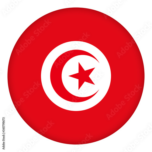 Free Download Flag of Tunisia round icon, badge or button. Tunisian national symbol. Template design, vector illustration. - GFXLoad