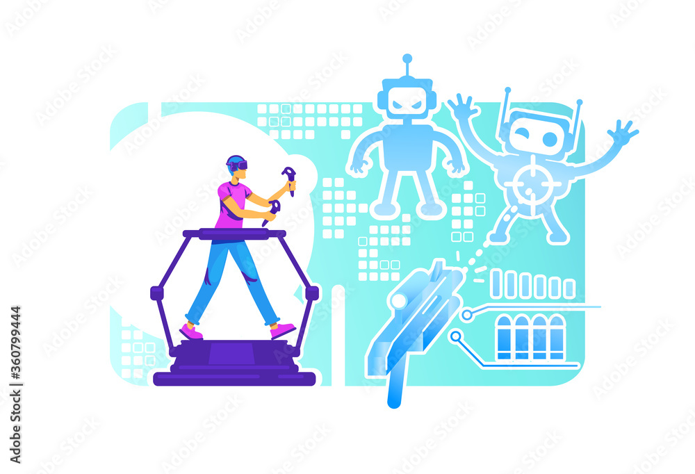 VR gaming experience 2D vector web banner, poster
