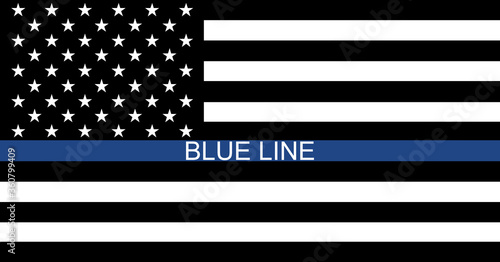 Black lives matter USA support flag,  blue line text  symbol. Vector illustration sign, stop racism