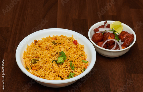 VEg biryani + gobi 65