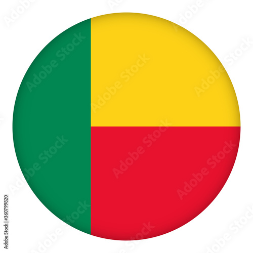 Free Download Flag of Benin round icon, badge or button. National symbol. Template design, vector illustration. - GFXLoad