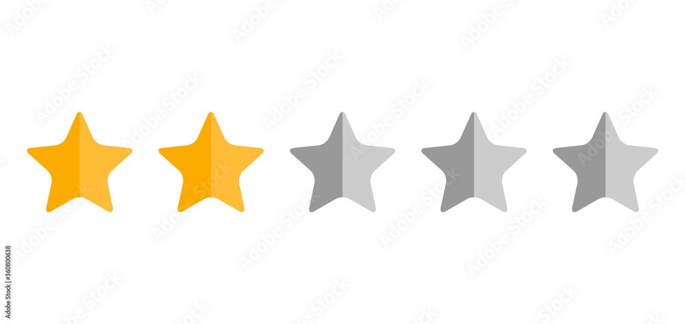 Two stars, customer quality symbol, vector product rating review flat icon for hotel, restaurant etc Two stars, customer quality symbol, vector product rating review flat icon for hotel, restaurant etc