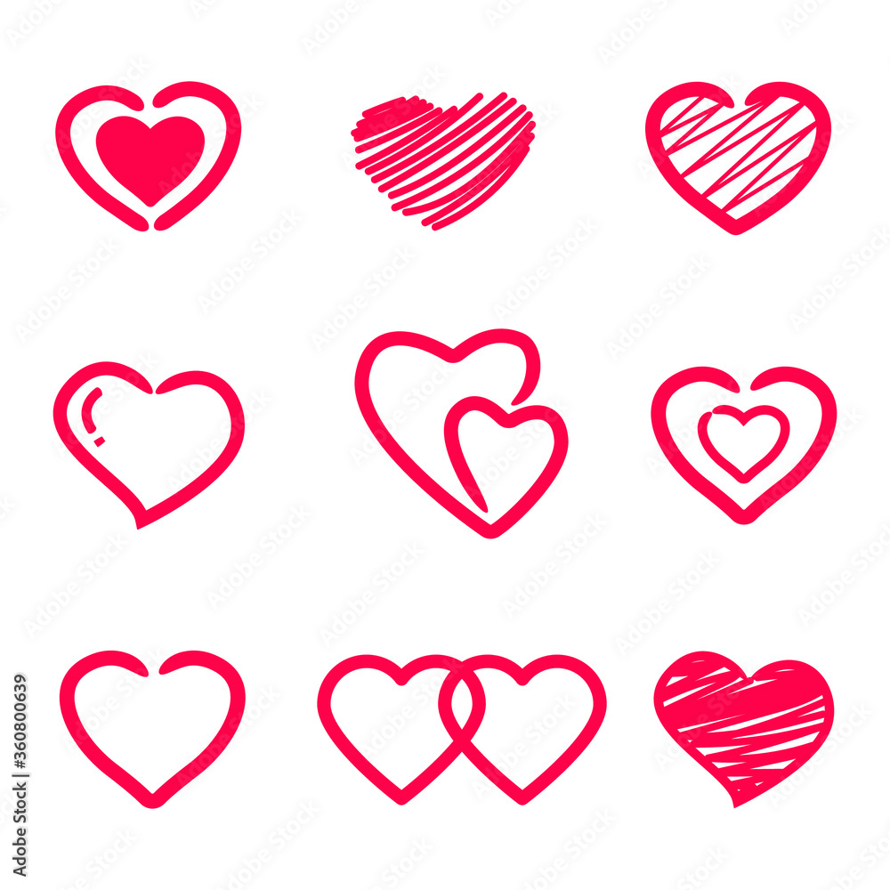 Collection of heart illustrations, Love symbol icon set, love symbol.