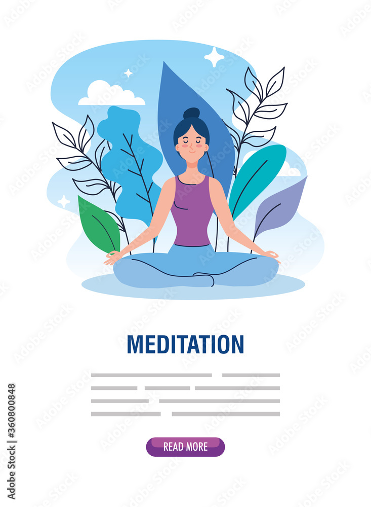 banner of woman meditating, concept for yoga, meditation, relax, healthy lifestyle in landscape vector illustration design banner of woman meditating, concept for yoga, meditation, relax, healthy lifestyle in landscape vector illustration design