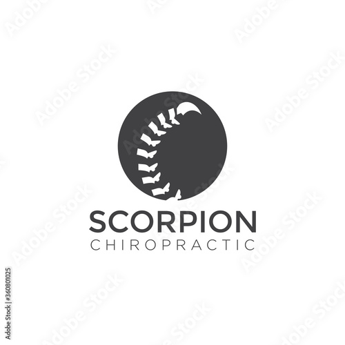 scorpion chiropractic logo, creative tail back bone vector