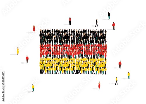 Vector illustration with people crowd forming flag of Germany on white background
