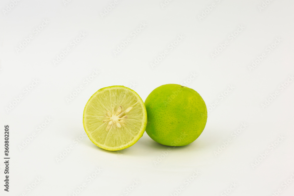 lime and lemon isolated on white background