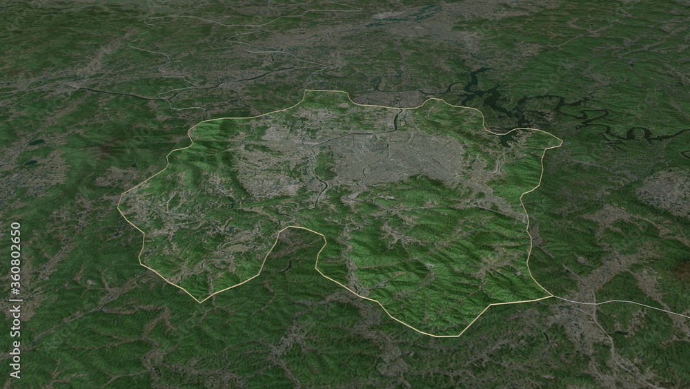 Fototapeta premium Daejeon, South Korea - outlined. Satellite